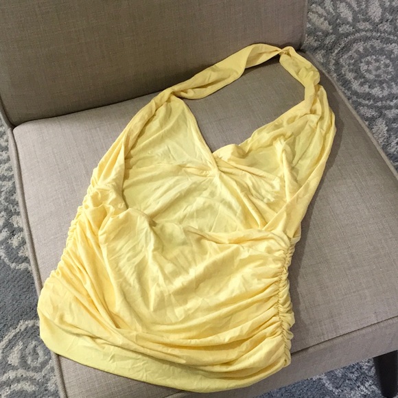 BCBG Maxazria Women's Yellow Fitted Halter Top - Picture 7 of 8